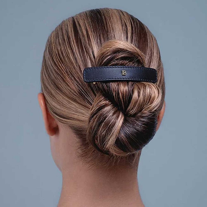 Кожена лимитирана барета Balmain Leather Barrette Cosmic Sapphire
