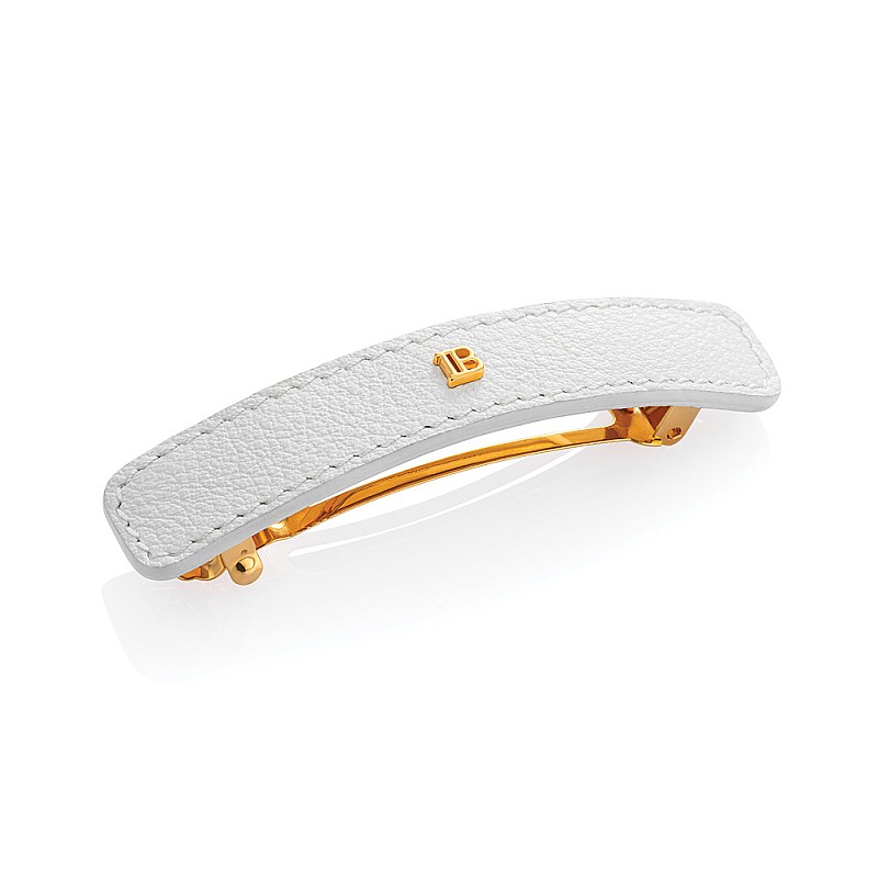 Лимитирана голяма барета от естествена кожа Balmain Le Legacy Barrette White