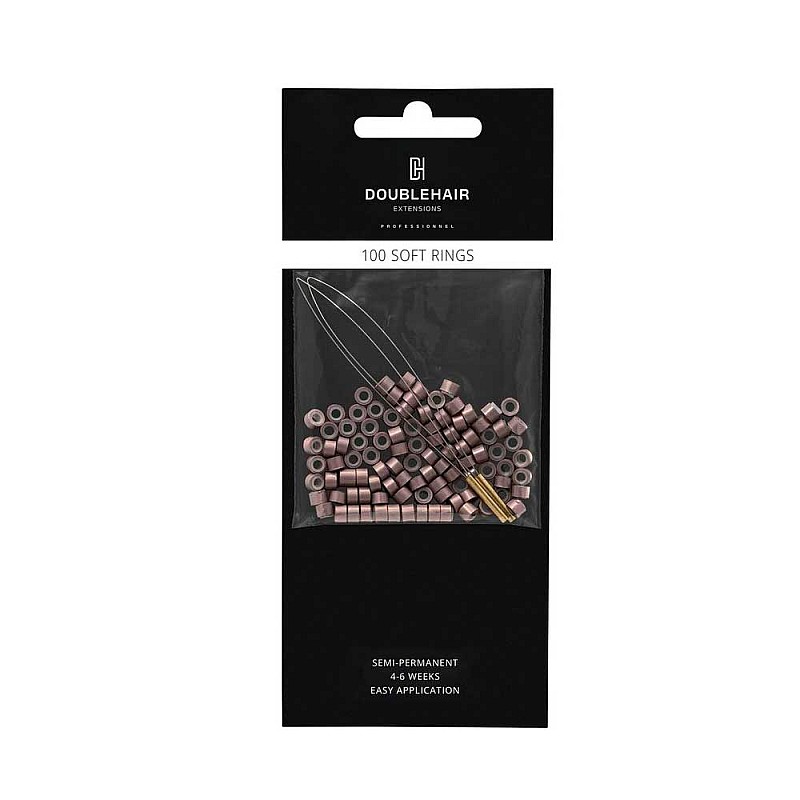 Капси за коса със силикон кафяви Double Hair L&V 100бр