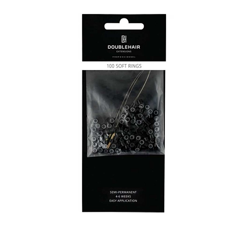 Капси за коса със силикон черни  Double Hair L&V 100бр