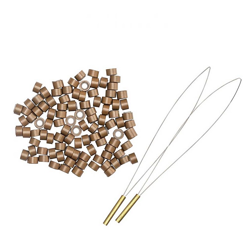 Капси за коса със силикон кафяви Double Hair L&V 100бр