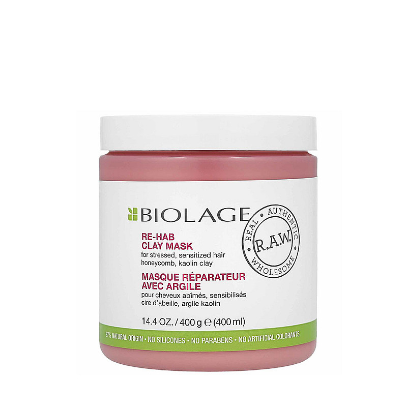 Натурална маска за изтощена коса с глина Biolage RAW Re-Hab Clay Mask 400gr.