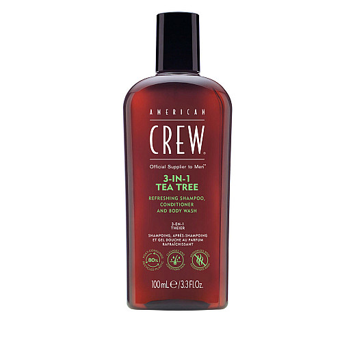 Шампоан, балсам и душ-гел с чаено дърво American Crew 3-IN-1 Tea Tree 450ml