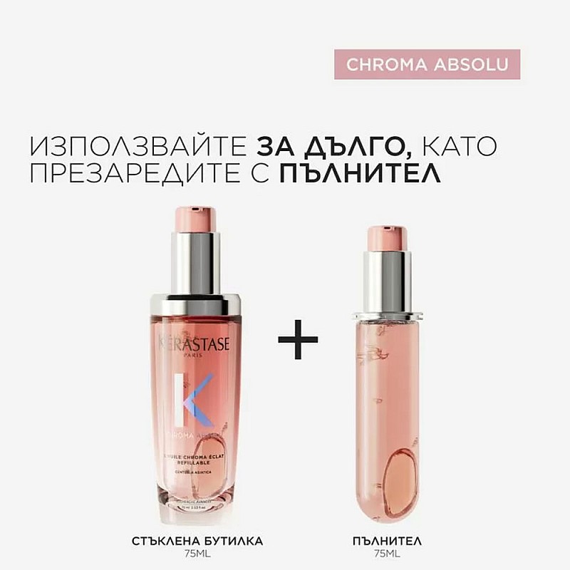 Олио за защита на боядисаната коса пълнител Kerastase Chroma Éclat Radiance Hair Oil 75ml