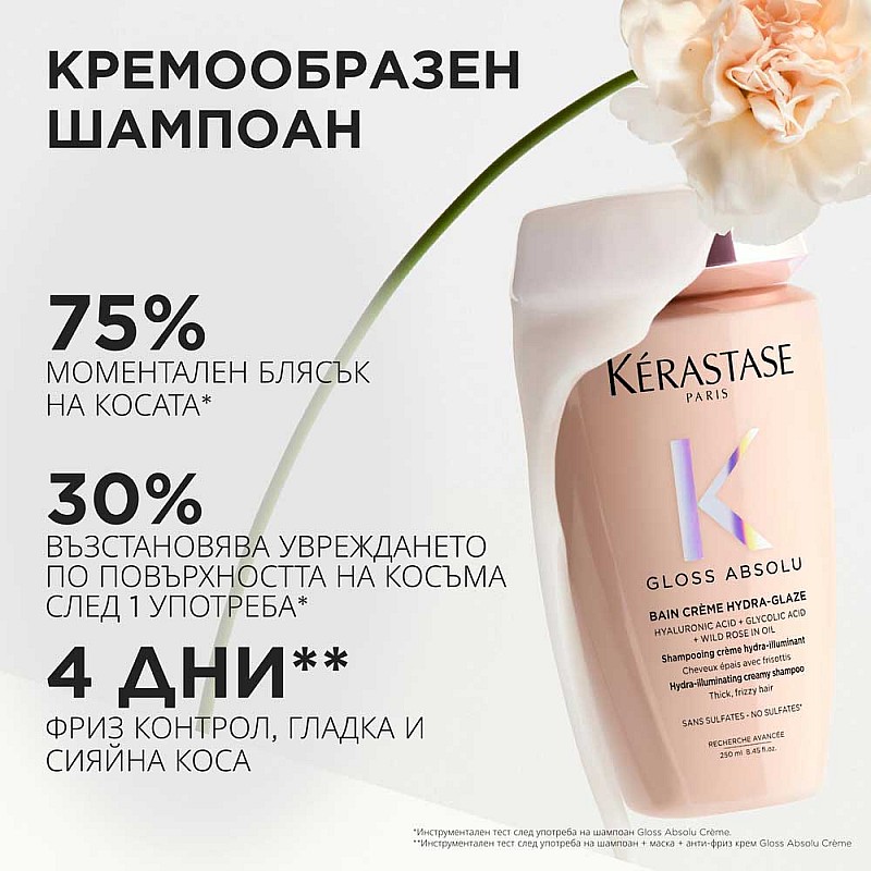 Шампоан за огледален блясък за плътна коса Kerastase Gloss Absolu Bain Creme Hydra Glaze 250ml