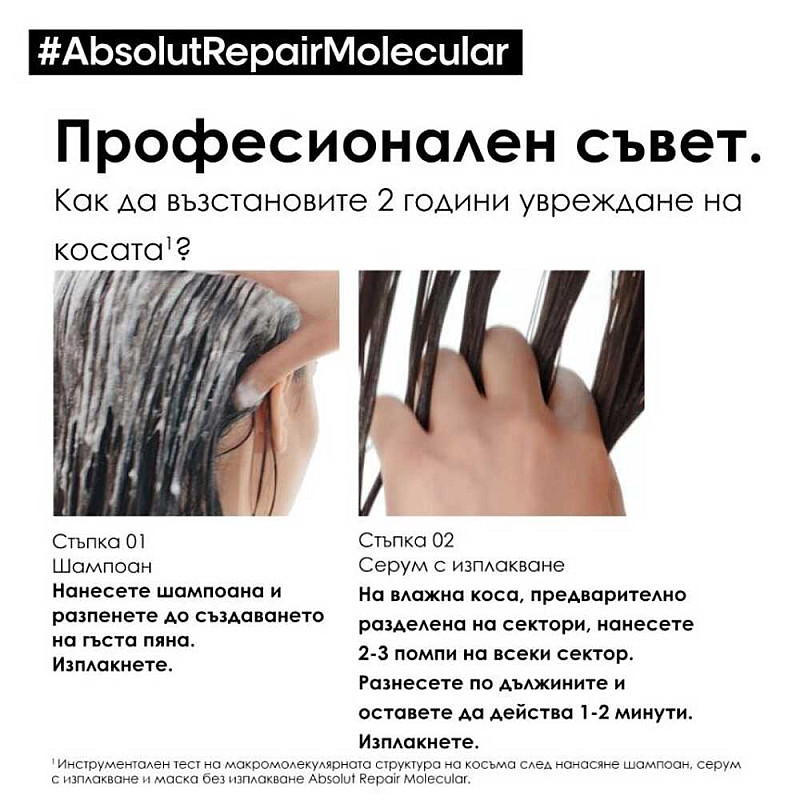 Шампоан за възстановяване на косата Loreal Absolut Repair Molecular Shampoo 300ml