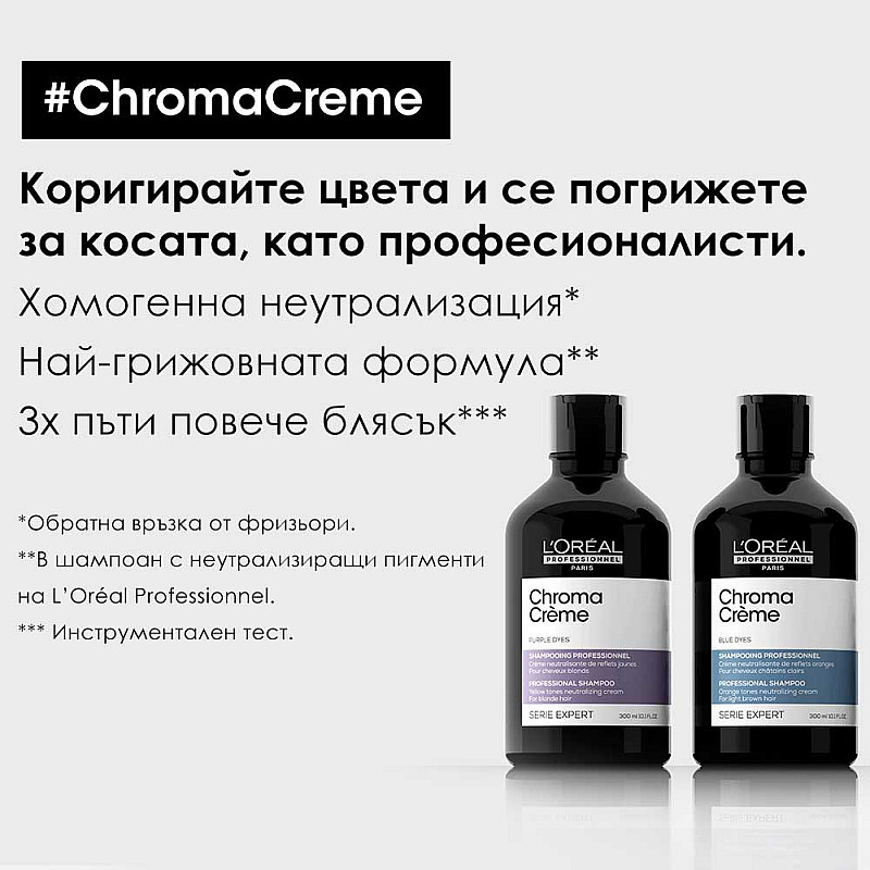 Неутрализиращ шампоан за руса коса Loreal Professionnel Chroma Crème Purple Shampoo 300ml