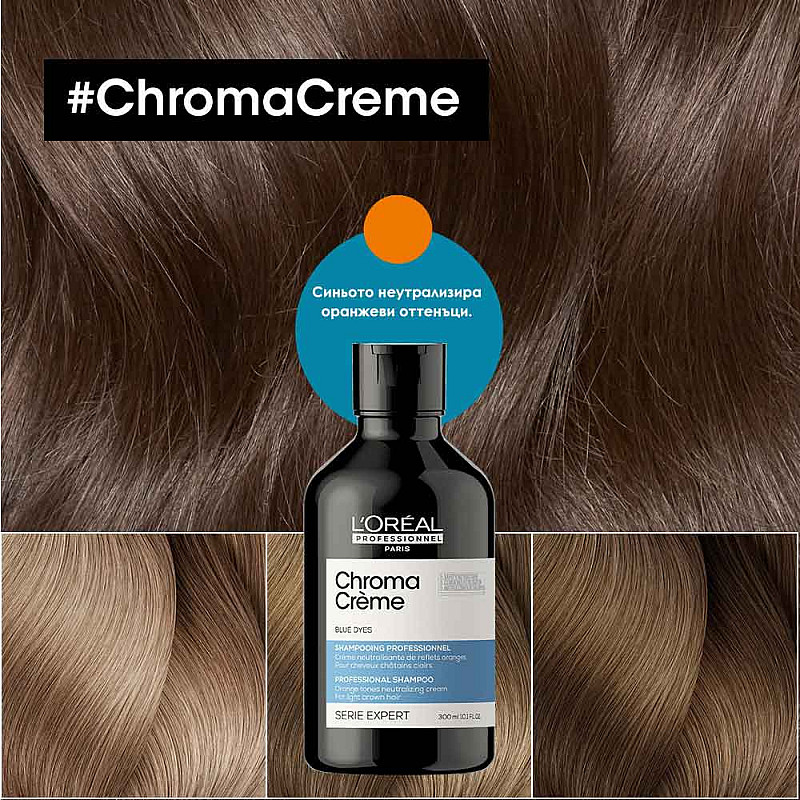 Неутрализиращ шампоан за кестенява коса Loreal Professionnel Chroma Crème Ash Shampoo 500ml