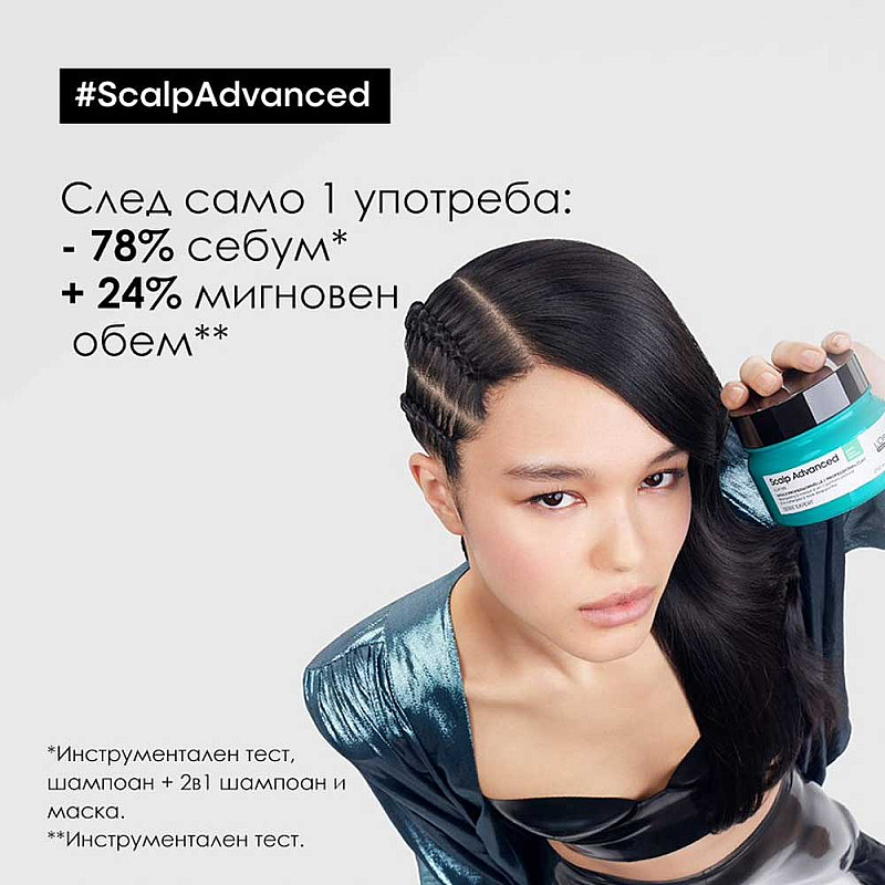 Шампоан маска за дълбоко почистване за мазен скалп Loreal Scalp Advanced Anti-Oiliness Mask 250ml