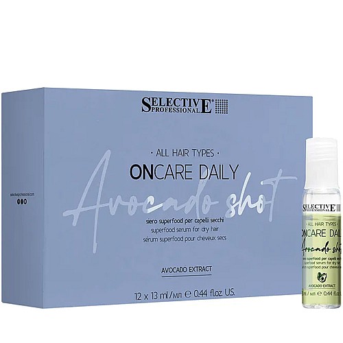 Супер хидратираща и подхранваща терапия за коса Selective On Care Daily Avocado Shot Serum Ampoules 12x13ml