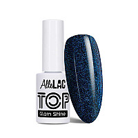 Топ гел лак със сини бляскави частици 6 AlleLac Top Glam Shine No Wipe Azurite 5g