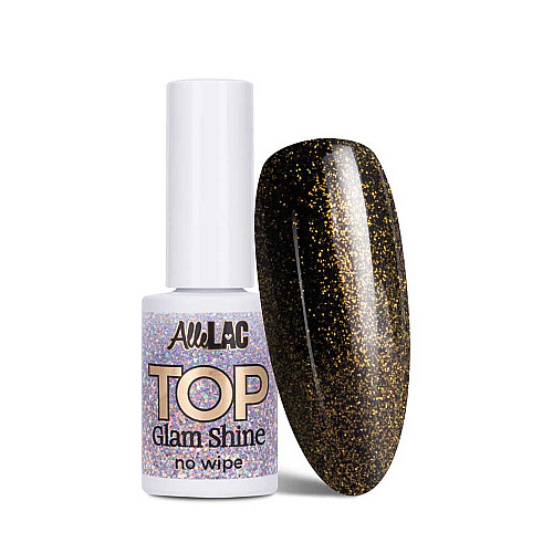 Топ гел лак със златни частици 6 AlleLac Top Glam Shine No Wipe Gold 5g