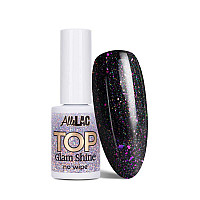 Топ гел лак с розово-зелени частици без лепкав слой AlleLac Top Glam Shine Sparkle 5g