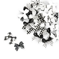 Панделки за нокти бяло черни 3D Molly Nails 3D Bow Nail Decorations 10бр