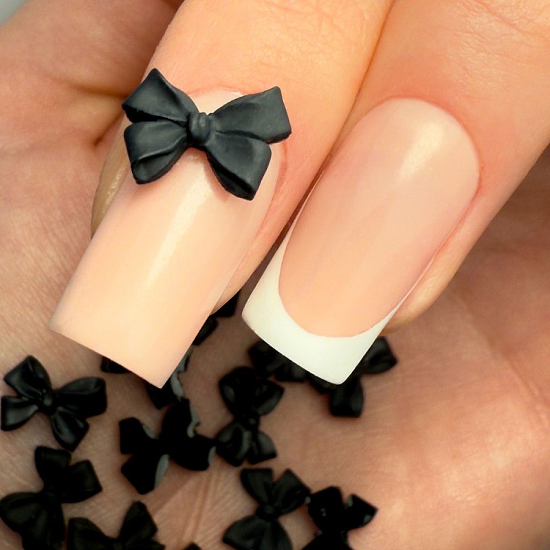 Панделки за нокти черни 3D Molly Nails 3D Bow Nail Decorations 100бр