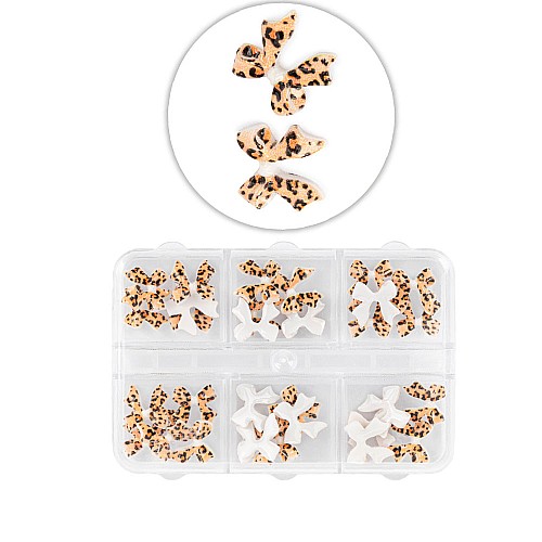 Кутия с 3D декорации с панделки Molly Nails леопардов принт 45бр
