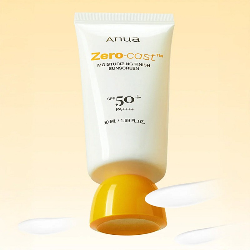 Слънцезащитен крем без бял филм за хидратирана и сияйна кожа ANUA Zero Cast SPF50+ Sunscreen 50ml