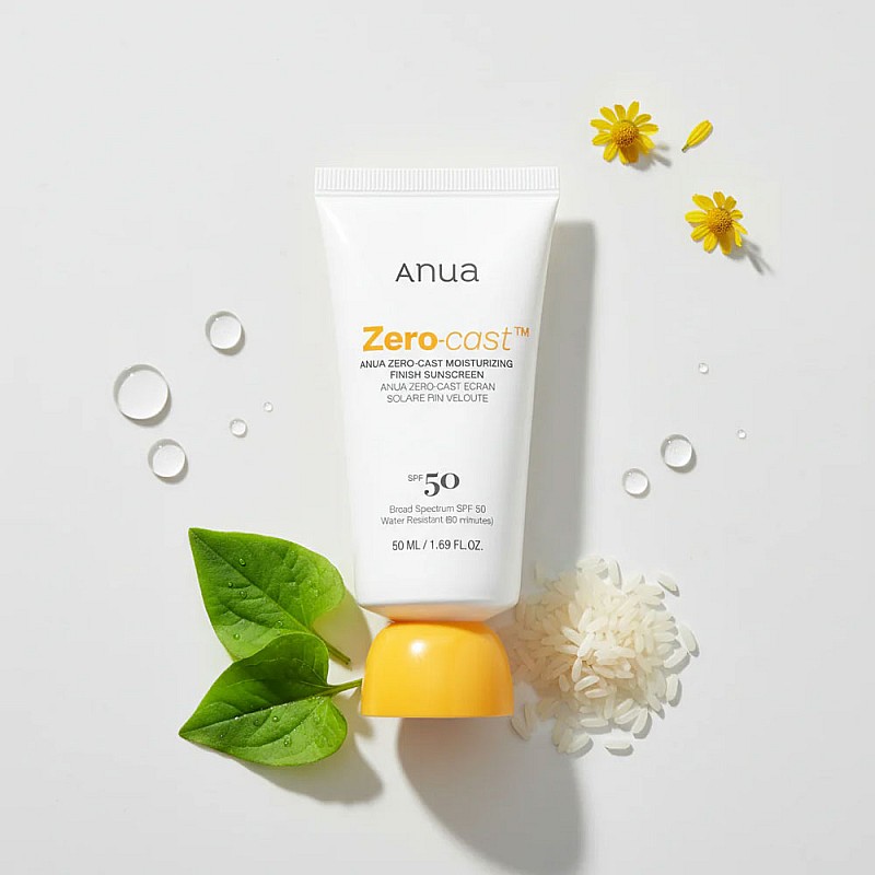 Слънцезащитен крем без бял филм за хидратирана и сияйна кожа ANUA Zero Cast SPF50+ Sunscreen 50ml
