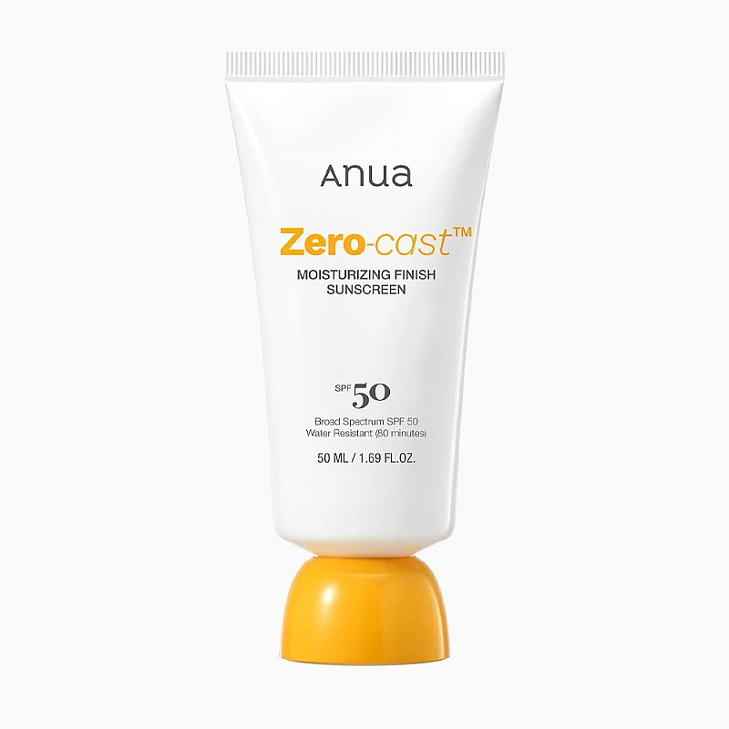 Слънцезащитен крем без бял филм за хидратирана и сияйна кожа ANUA Zero Cast SPF50+ Sunscreen 50ml