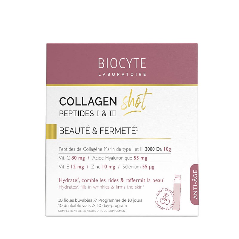 Течен морски колаген с хиалуронова киселина BIOCYTE Collagen Shot Peptides I & III 10x25ml