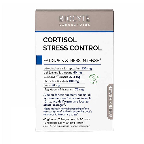 Хранителна добавка за стрес, емоционален баланс и нервна система BIOCYTE Cortisol Stress Control 40бр