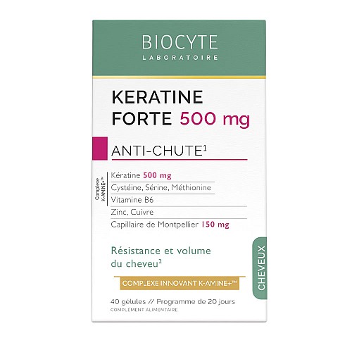 Хранителна добавка за супер силна коса с 500mg кератин BIOCYTE Keratin Forte 40 бр.
