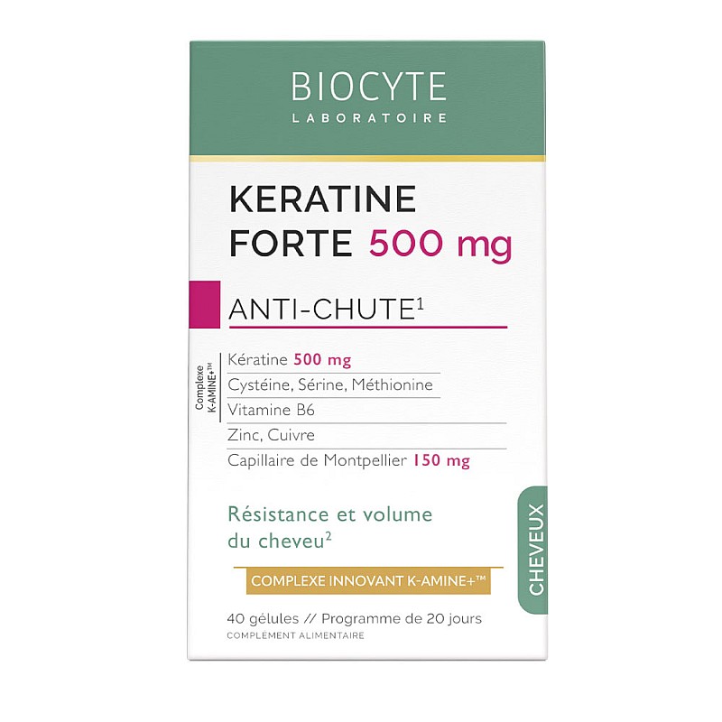 Хранителна добавка за супер силна коса с 500mg кератин BIOCYTE Keratin Forte 40 бр.