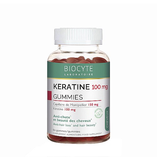 Желирани таблетки за коса с кератин, биотин и цинк BIOCYTE Keratin Gummies 60 бр.