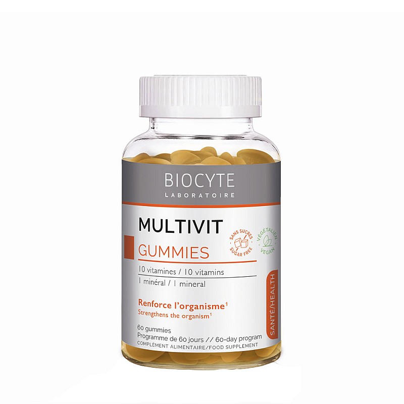 Желирани мултивитамини с витамини C, D, B-комплекс и цинк BIOCYTE Multivit Gummies 60 бр.