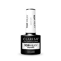 Топ лак млечно бял без лепкав слой CLARESA Top Milky No Wipe 5g