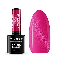Гел лак котешко око неон тъмно розово CLARESA Cat Eye Neon Dark Pink 5g