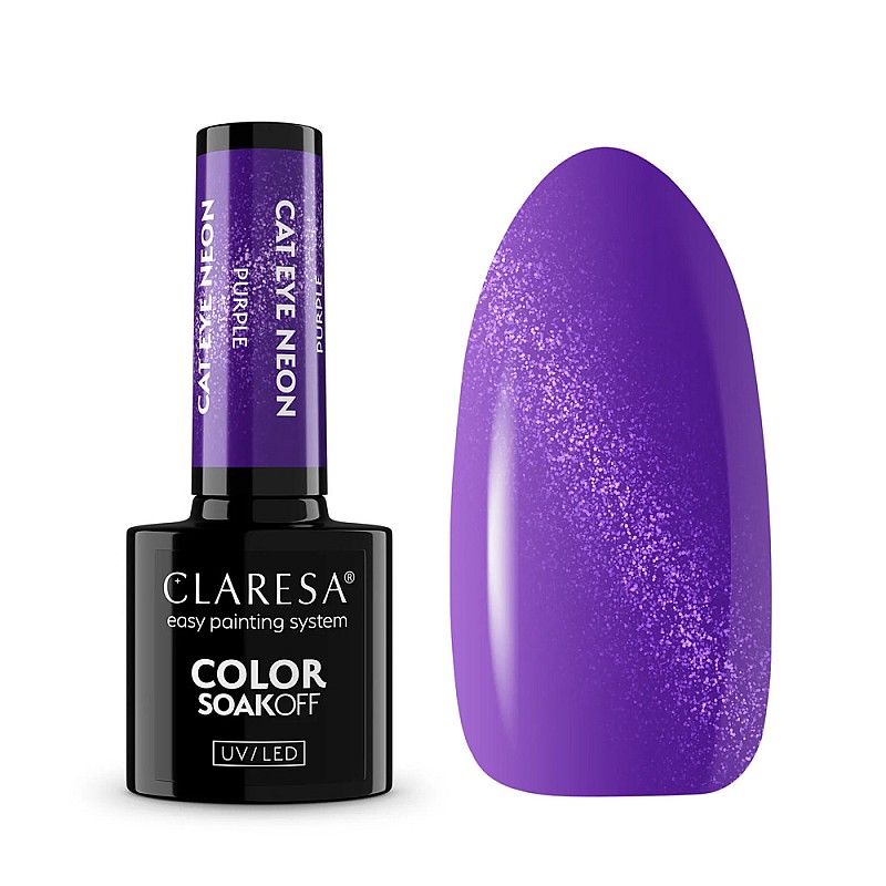 Гел лак котешко око син неон CLARESA Cat Eye Neon Purple 5g