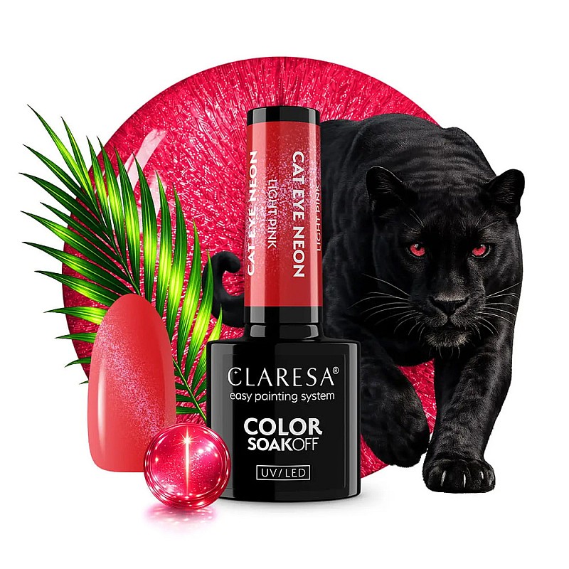 Гел лак котешко око неон светло розово CLARESA Cat Eye Neon Light Pink 5g
