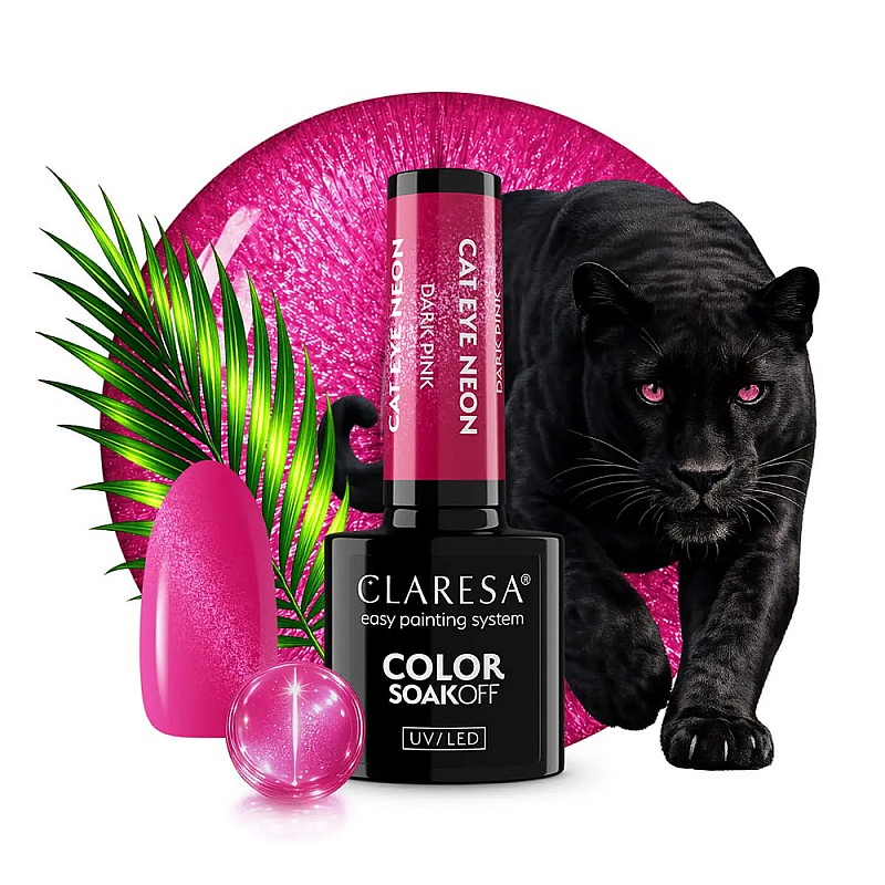 Гел лак котешко око неон тъмно розово CLARESA Cat Eye Neon Dark Pink 5g