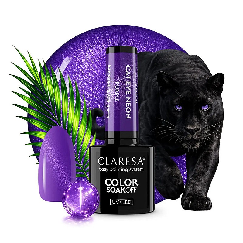 Гел лак котешко око син неон CLARESA Cat Eye Neon Purple 5g