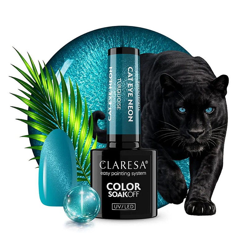 Гел лак котешко око неон тюркоаз CLARESA Cat Eye Neon Turquoise 5g
