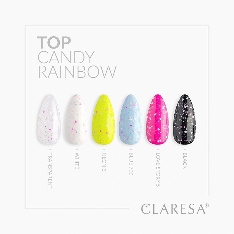 Топ лак с частици без лепкав слой CLARESA Top Sweet Crush No Wipe 5g