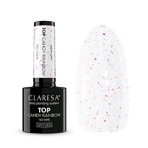 Топ лак с частици без лепкав слой CLARESA Top Candy Rainbow No Wipe 5g