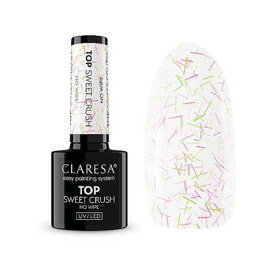 Топ лак с частици без лепкав слой CLARESA Top Sweet Crush No Wipe 5g