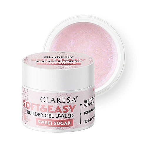 Изграждащ гел розов с частици Claresa Soft and Easy Sweet Sugar 12g