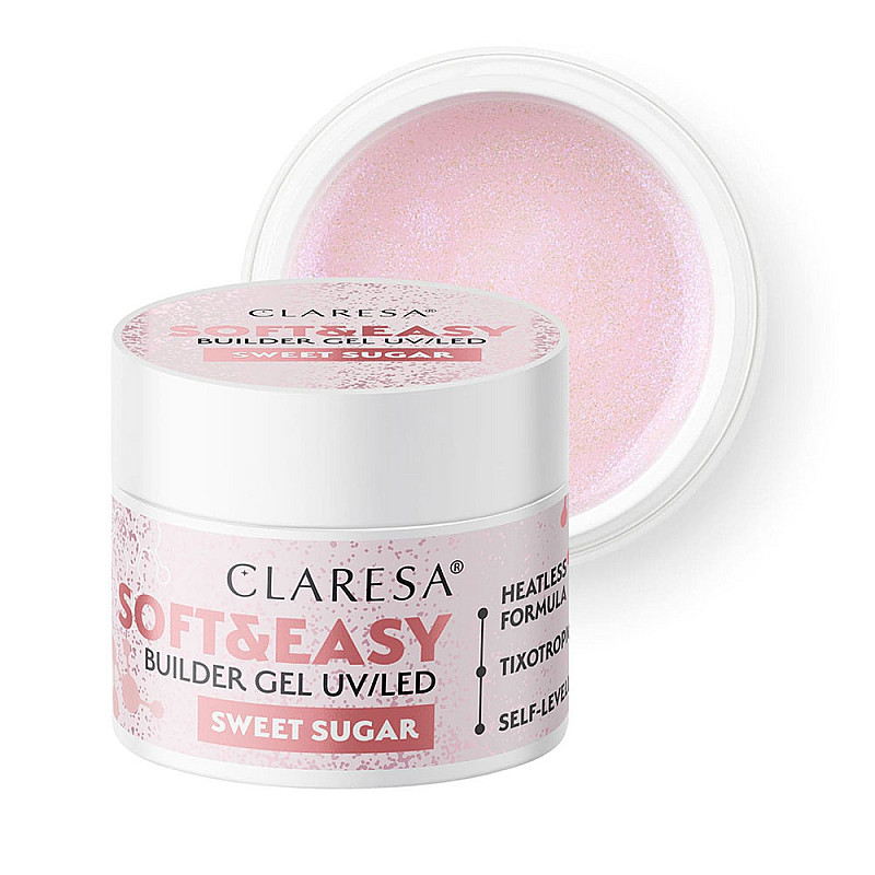 Изграждащ гел розов с частици Claresa Soft and Easy Sweet Sugar 45g