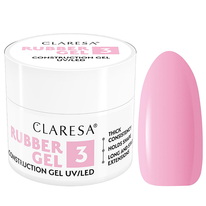 Изграждащ каучуков гел студено розово 3 Claresa Rubber Gel 12g