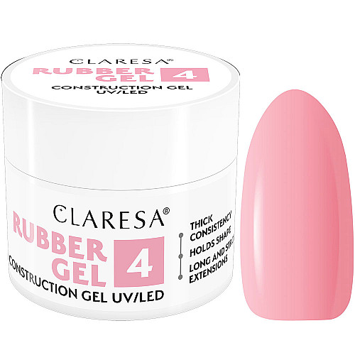 Изграждащ каучуков гел малиново розово 4 Claresa Rubber Gel 45g