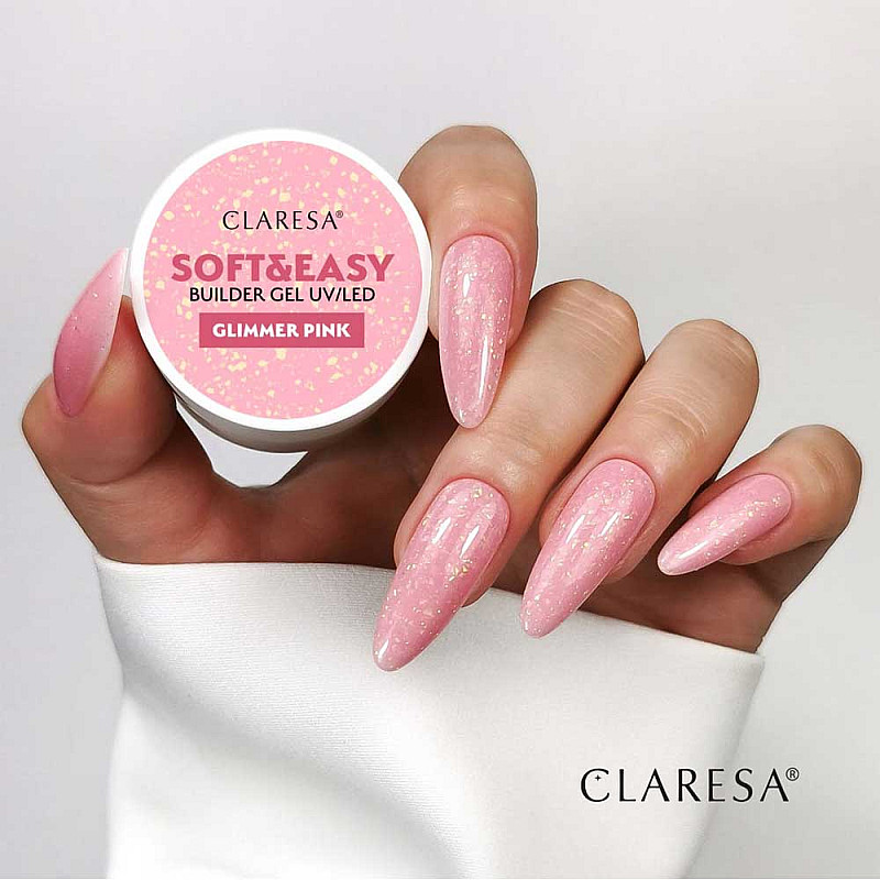 Изграждащ гел розов с частици Claresa Soft and Glimmer Pink 45g