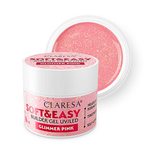 Изграждащ гел розов с частици Claresa Soft and Glimmer Pink 12g