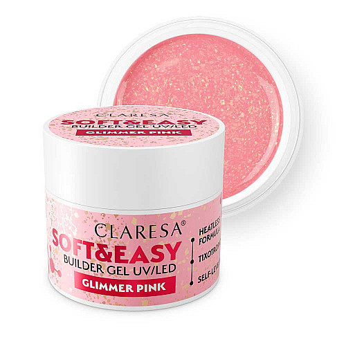 Изграждащ гел розов с частици Claresa Soft and Glimmer Pink 45g