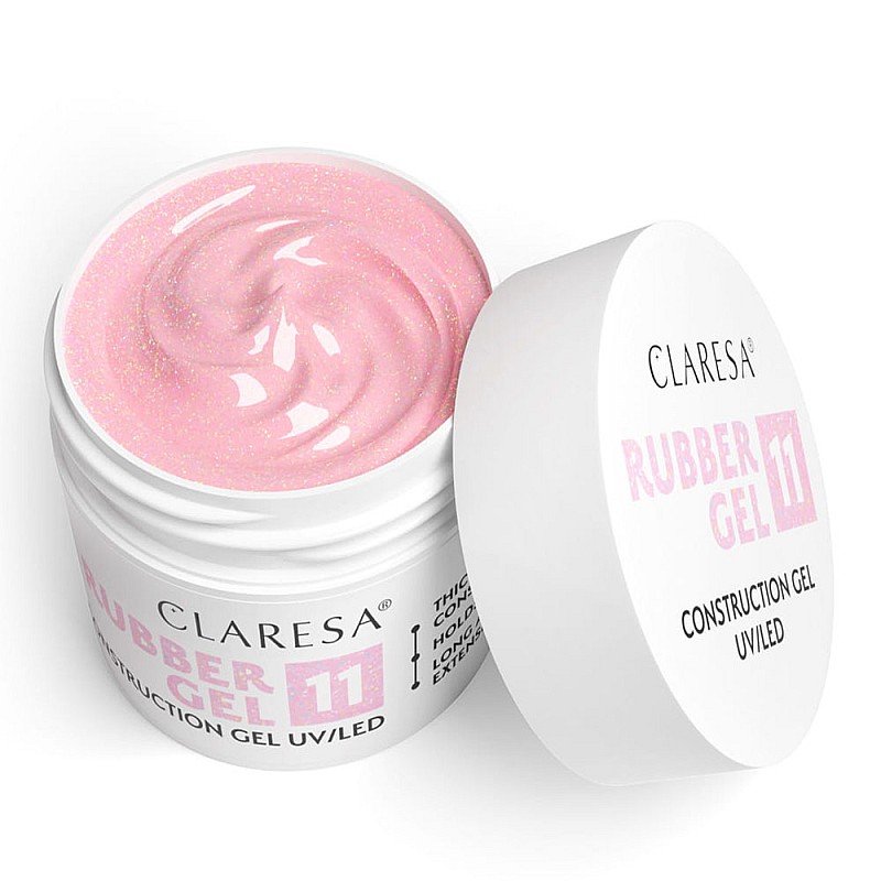 Изграждащ каучуков гел розов с частици 11 Claresa Rubber Gel 12g