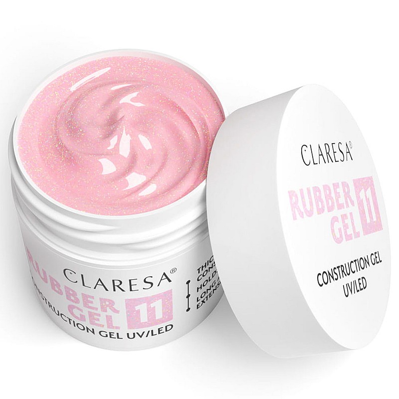 Изграждащ каучуков гел розов с частици 11 Claresa Rubber Gel 45g