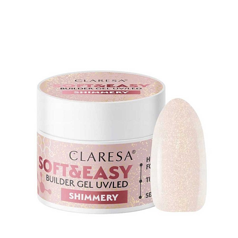 Изграждащ гел розово шампанско Claresa Soft and Easy Shimmery 45g