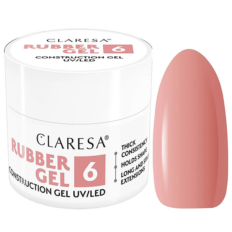 Изграждащ каучуков гел бежово розово 6 Claresa Rubber Gel 45g